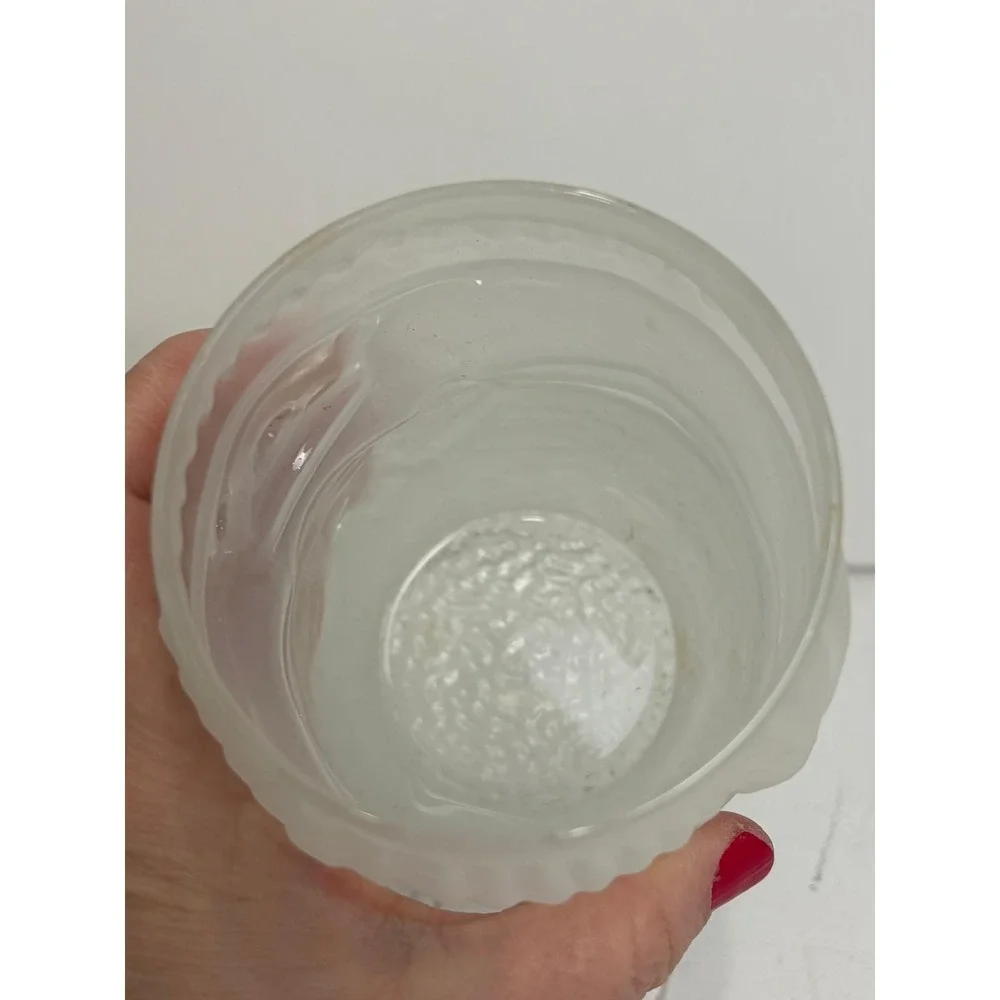 Vintage‎ Libbey Frosted Glass Snowman Votive Holder Kitsch Holiday